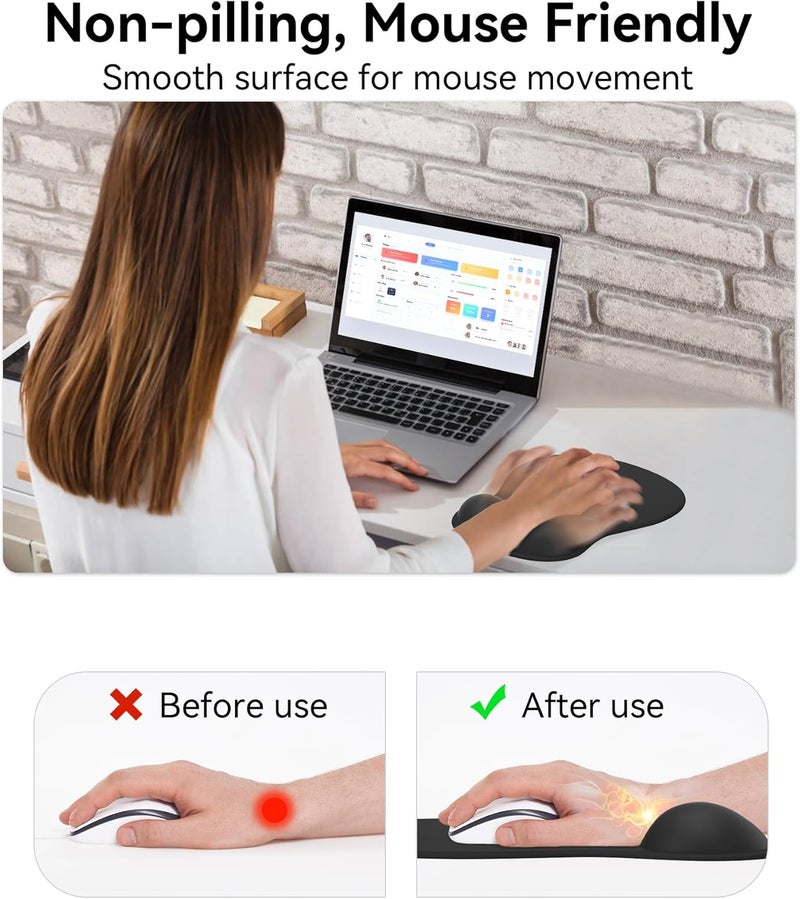 eulps Mouse Pad with Gel Wrist Rest, Ergonomic Comfortable Computer Wrist Support for Laptop, Pain Relief Mousepad with Non-Slip PU Base for Office & Home (All Black) - Image 3